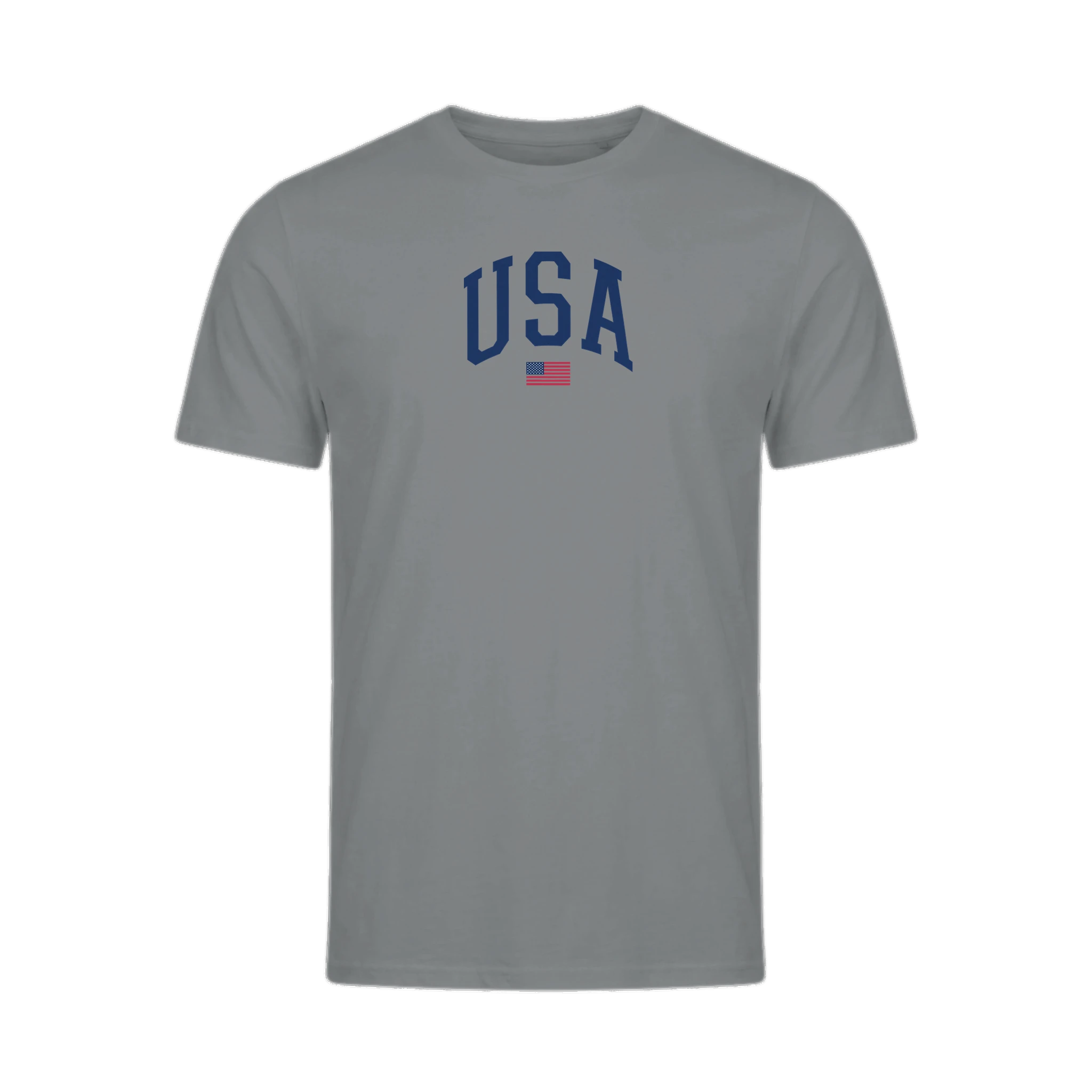 USA Varsity Flag organic cotton t-shirt, close-up of graphic