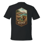 Black t-shirt with Acadia National Park graphic on the back