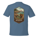 Light Blue t-shirt with Acadia National Park graphic on the back