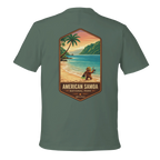 Green t-shirt with American Samoa National Park graphic on a white background