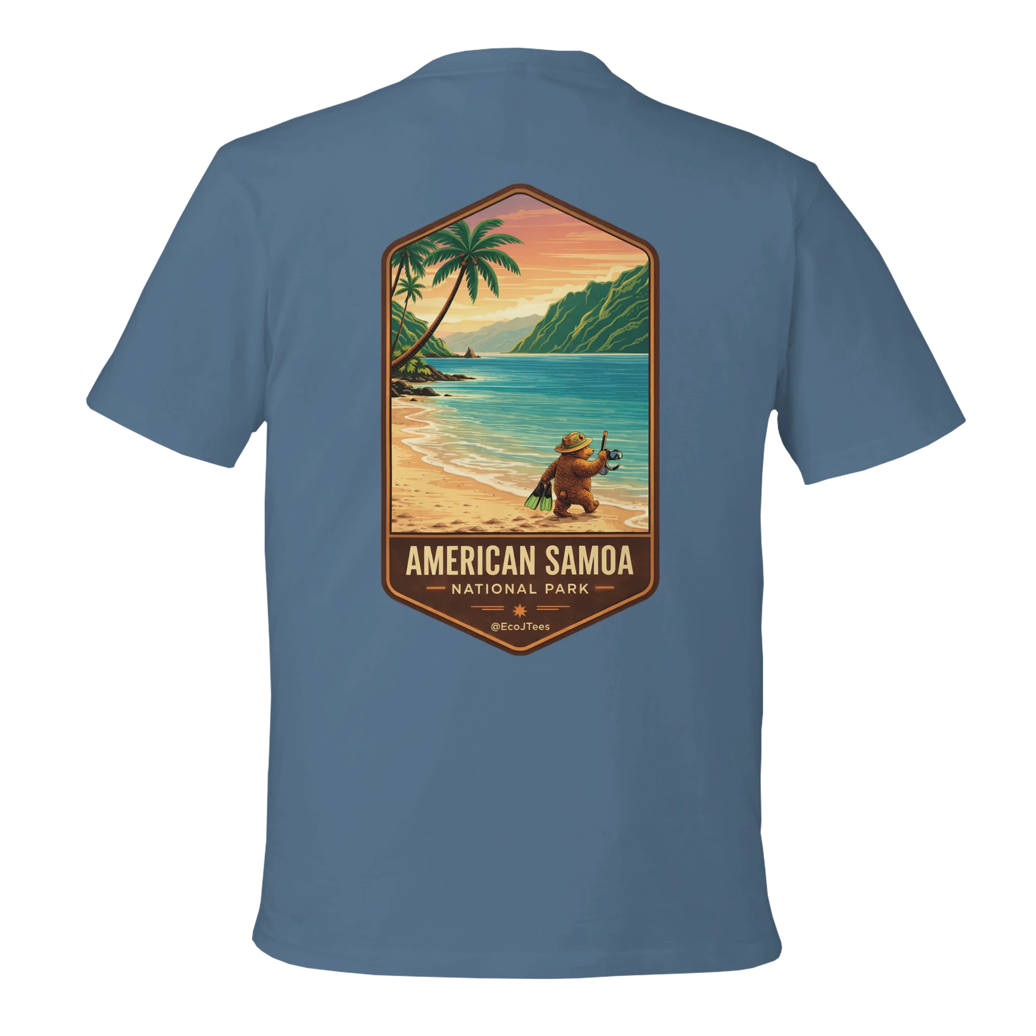 Light Blue t-shirt with American Samoa National Park graphic on the back
