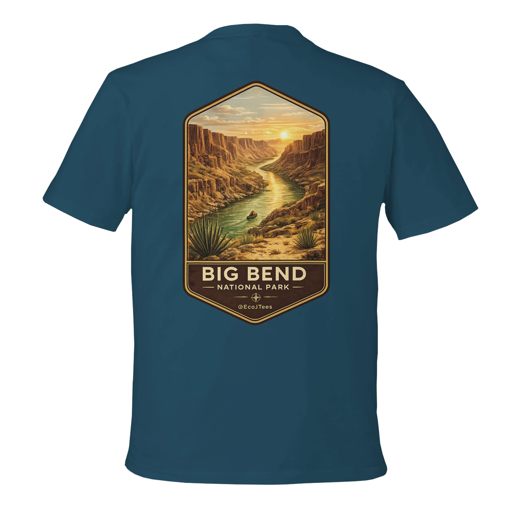 Blue t-shirt with Big Bend National Park graphic on the back