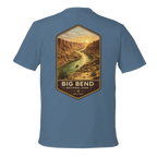 Lite Blue t-shirt with a graphic of Big Bend National Park on the back