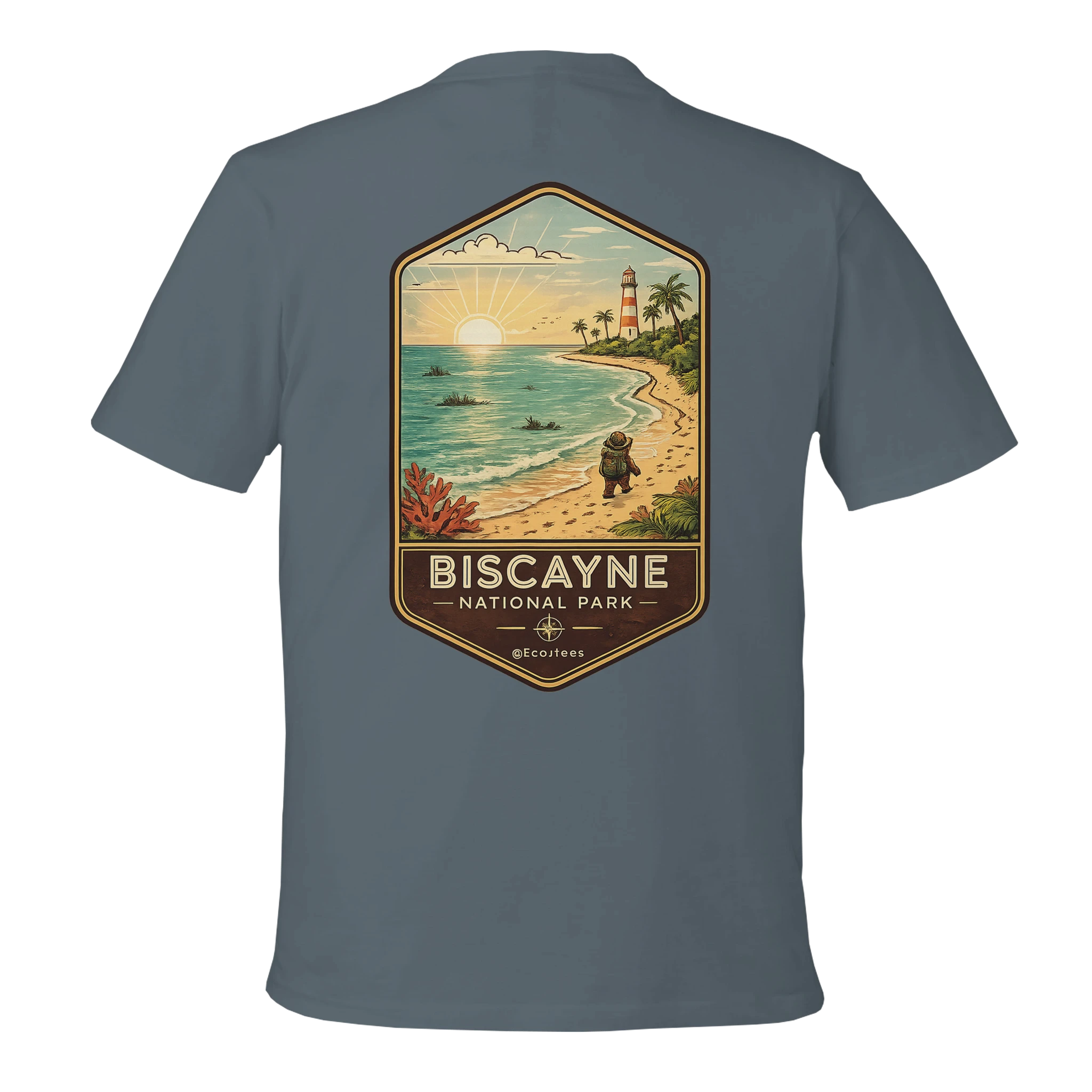 Gray t-shirt with a Biscayne National Park graphic on the back