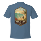 Blue t-shirt with a beach graphic and 'Biscayne National Park' text on the back.