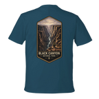 Teal t-shirt with Black Canyon National Park graphic on the back