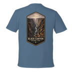 Blue t-shirt with Black Canyon National Park graphic on the back