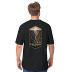 Person wearing a black t-shirt with 'Black Canyon National Park' design on the back