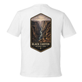 White t-shirt with a 'Black Canyon National Park' graphic on the back against a white background