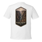 White t-shirt with a 'Black Canyon National Park' graphic on the back against a white background