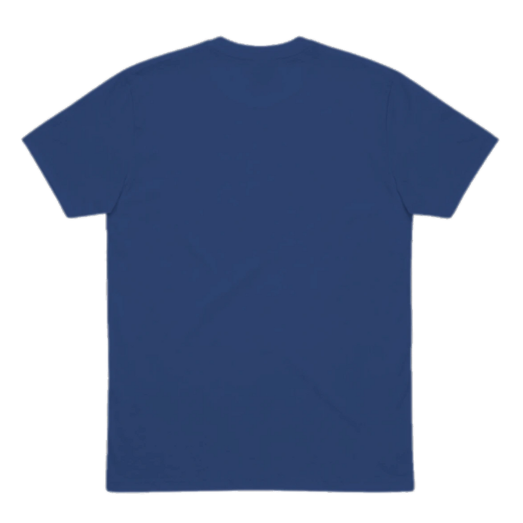 Back of blue t-shirt