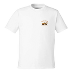 White t-shirt with a small Camel Towing logo on the chest against a white background