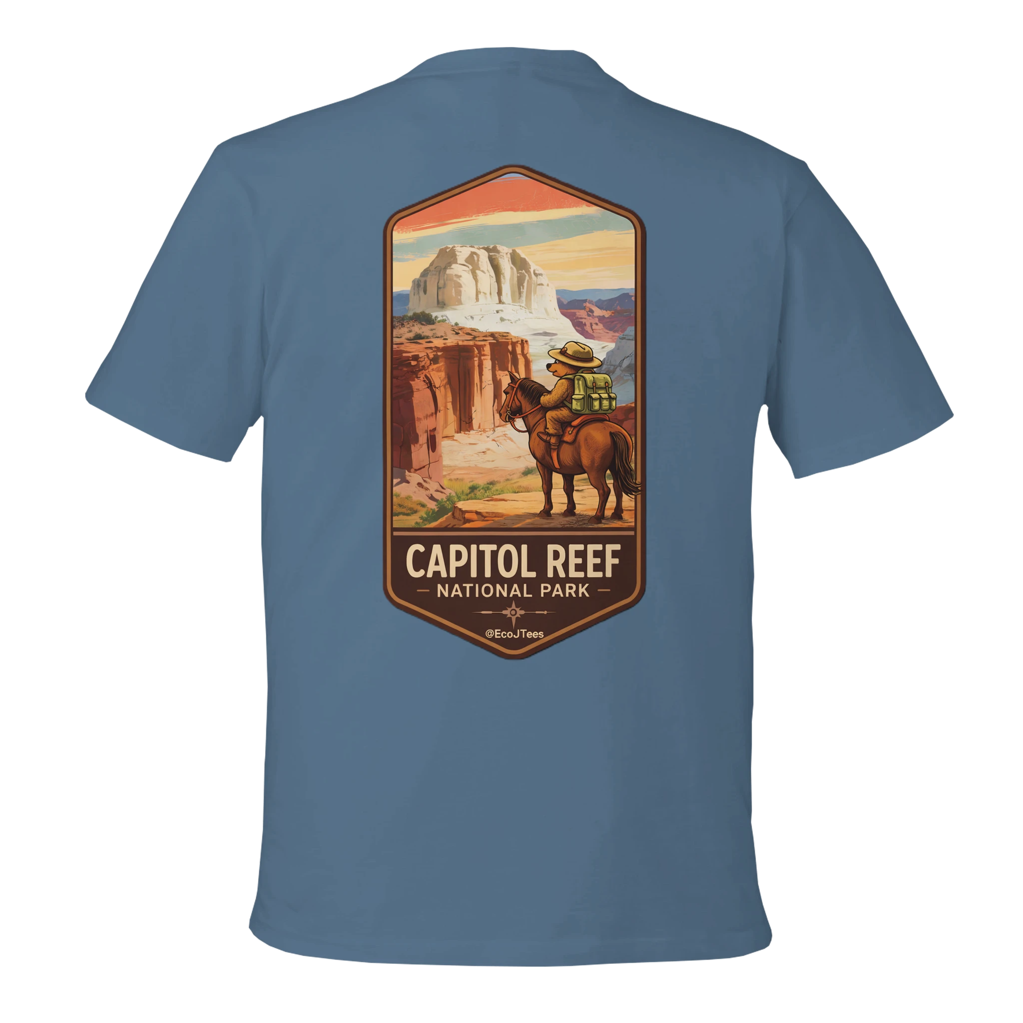 Light Blue t-shirt with Capitol Reef National Park graphic on the back