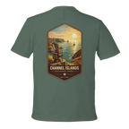 Green t-shirt with a 'Channel Islands National Park' graphic on the back