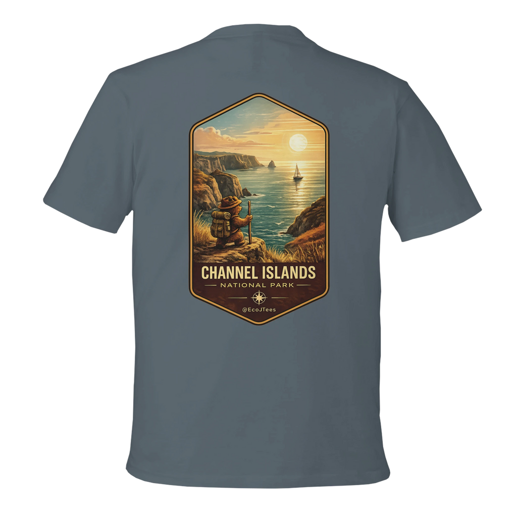 Gray t-shirt with a Channel Islands National Park graphic on the back