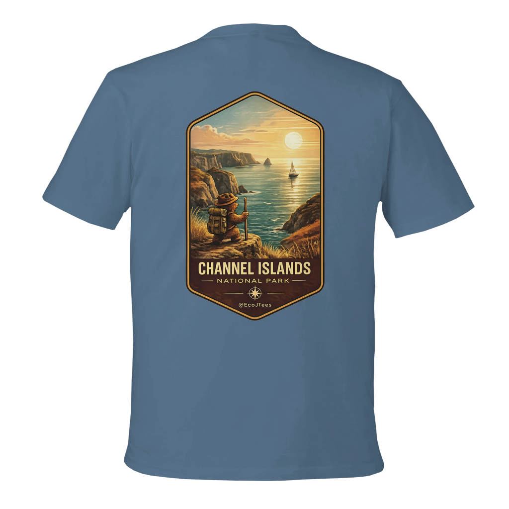 Light Blue t-shirt with Channel Islands National Park graphic on the back