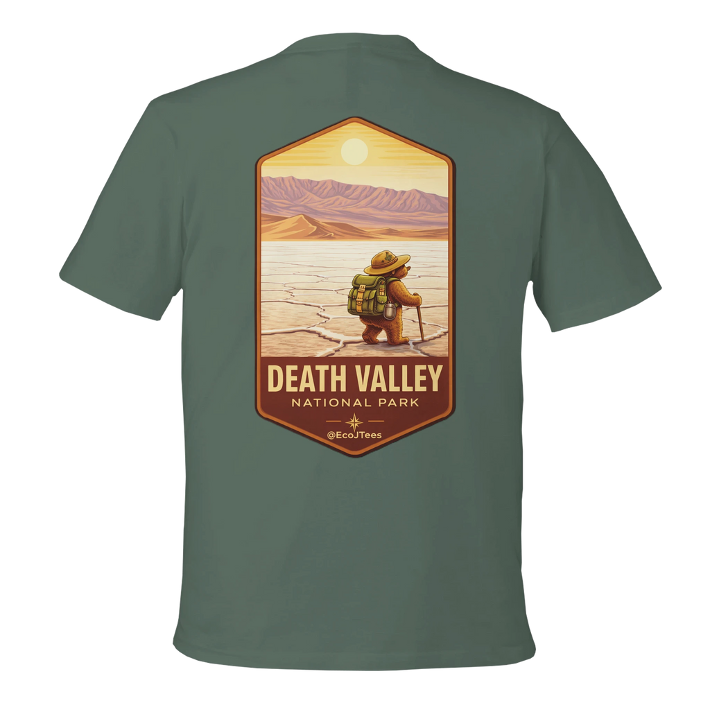 Green t-shirt with a 'Death Valley National Park' design on the back
