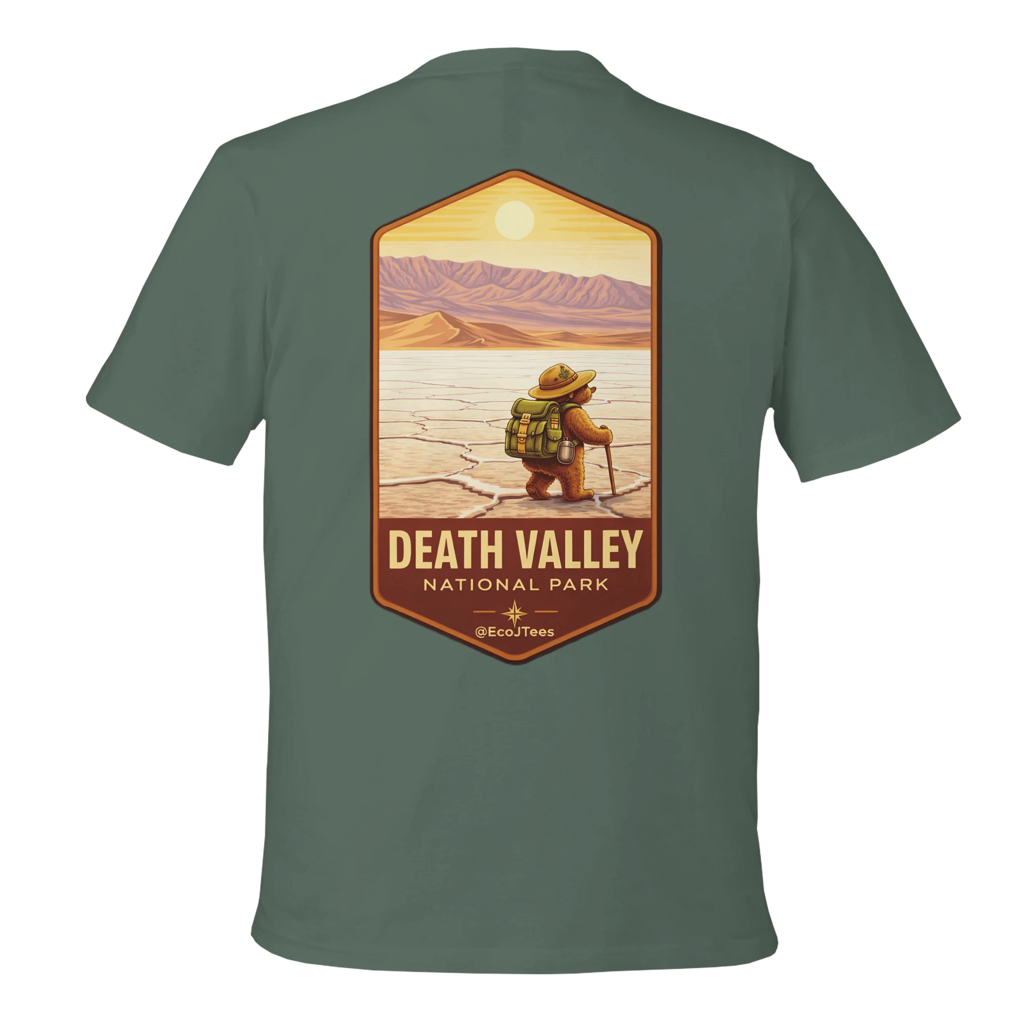 Green t-shirt with a 'Death Valley National Park' design on the back