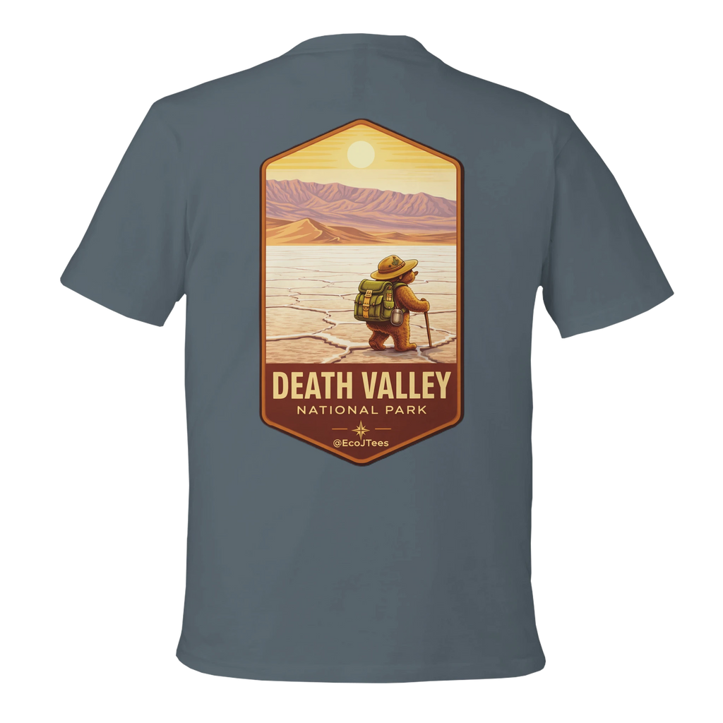 Gray t-shirt with a 'Death Valley National Park' graphic on the back