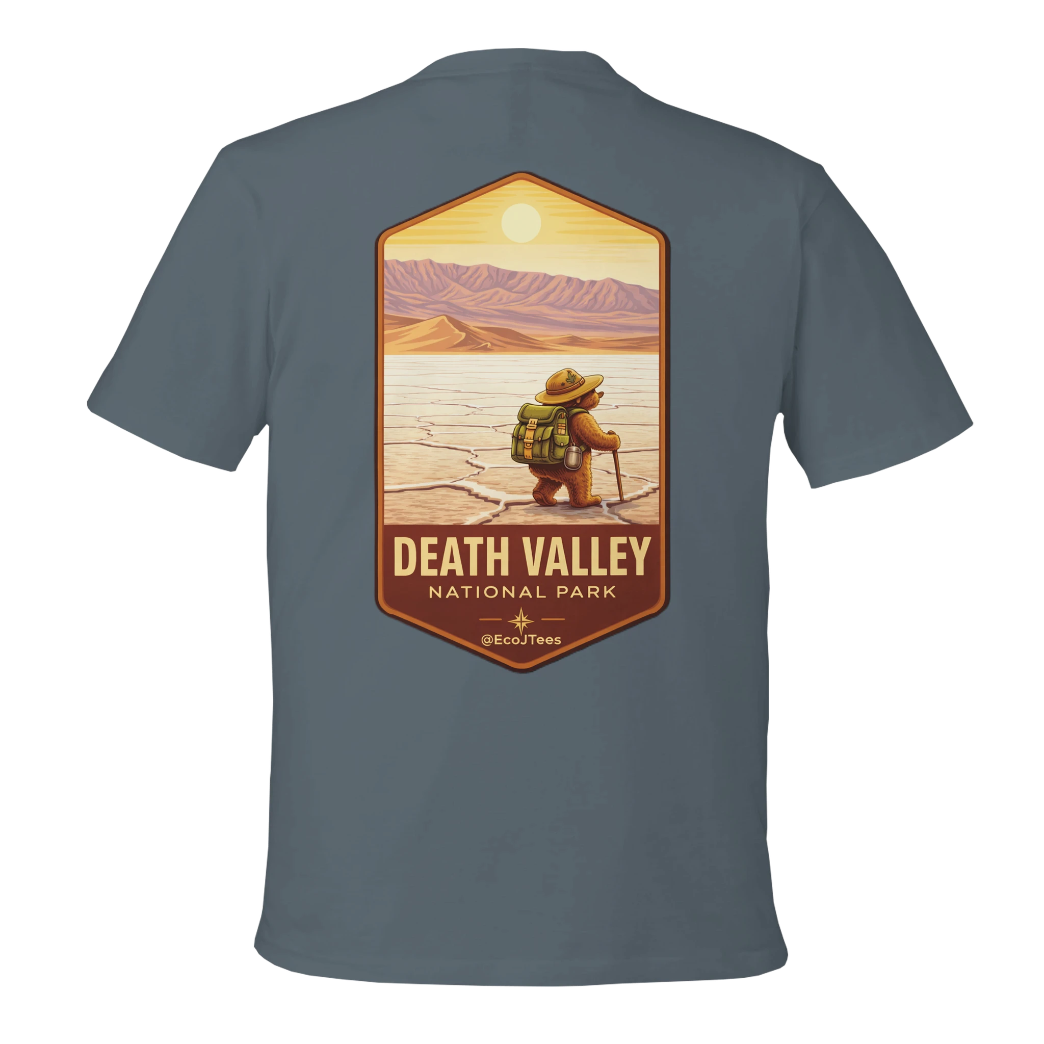 Gray t-shirt with a 'Death Valley National Park' graphic on the back