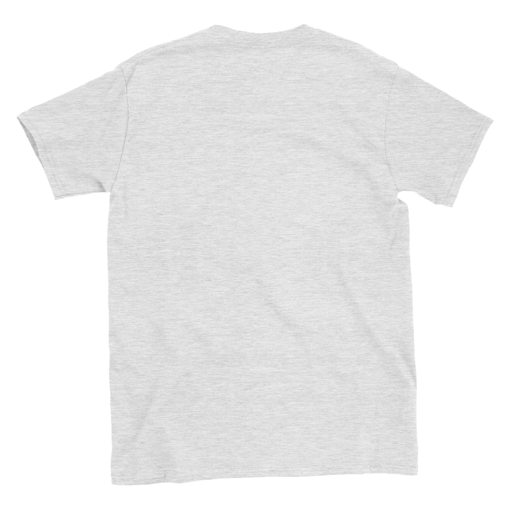 Plain back of gray t-shirt on a white background