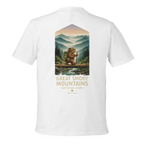White t-shirt with a graphic of a bear and text about Great Smoky Mountains National Park on a white background