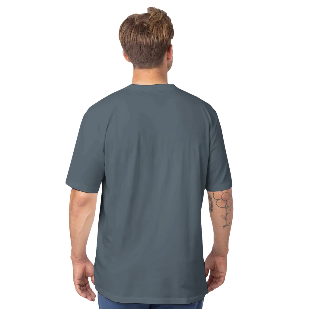 Man wearing a Sexy and I Tow IT gray t-shirt on a white background
