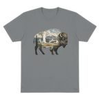 Grey graphic tee with Yellowstone pictured within the silhouette of a bison