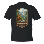 Black t-shirt with Kings Canyon National Park graphic on a white background