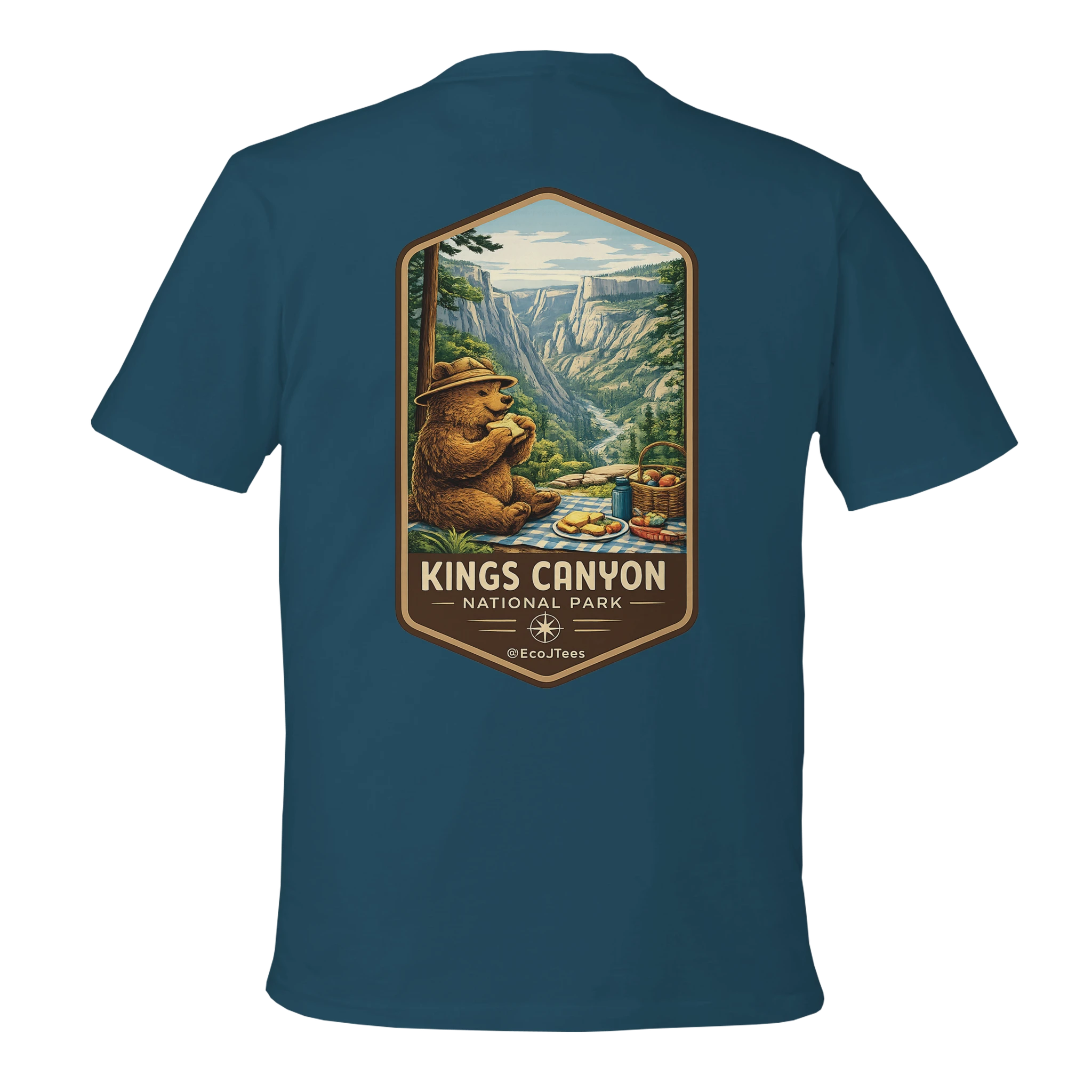 Blue t-shirt with Kings Canyon National Park graphic on the back