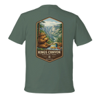 Green t-shirt with Kings Canyon National Park graphic on a white background