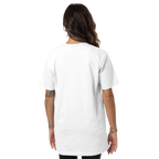 Woman wearing a plain white t-shirt on a white background