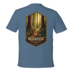 Light Blue t-shirt with Redwood National Park graphic on the back