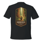 Black t-shirt with Sequoia National Park graphic on a white background