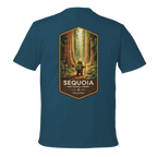 Blue eco t-shirt with Sequoia national park graphic