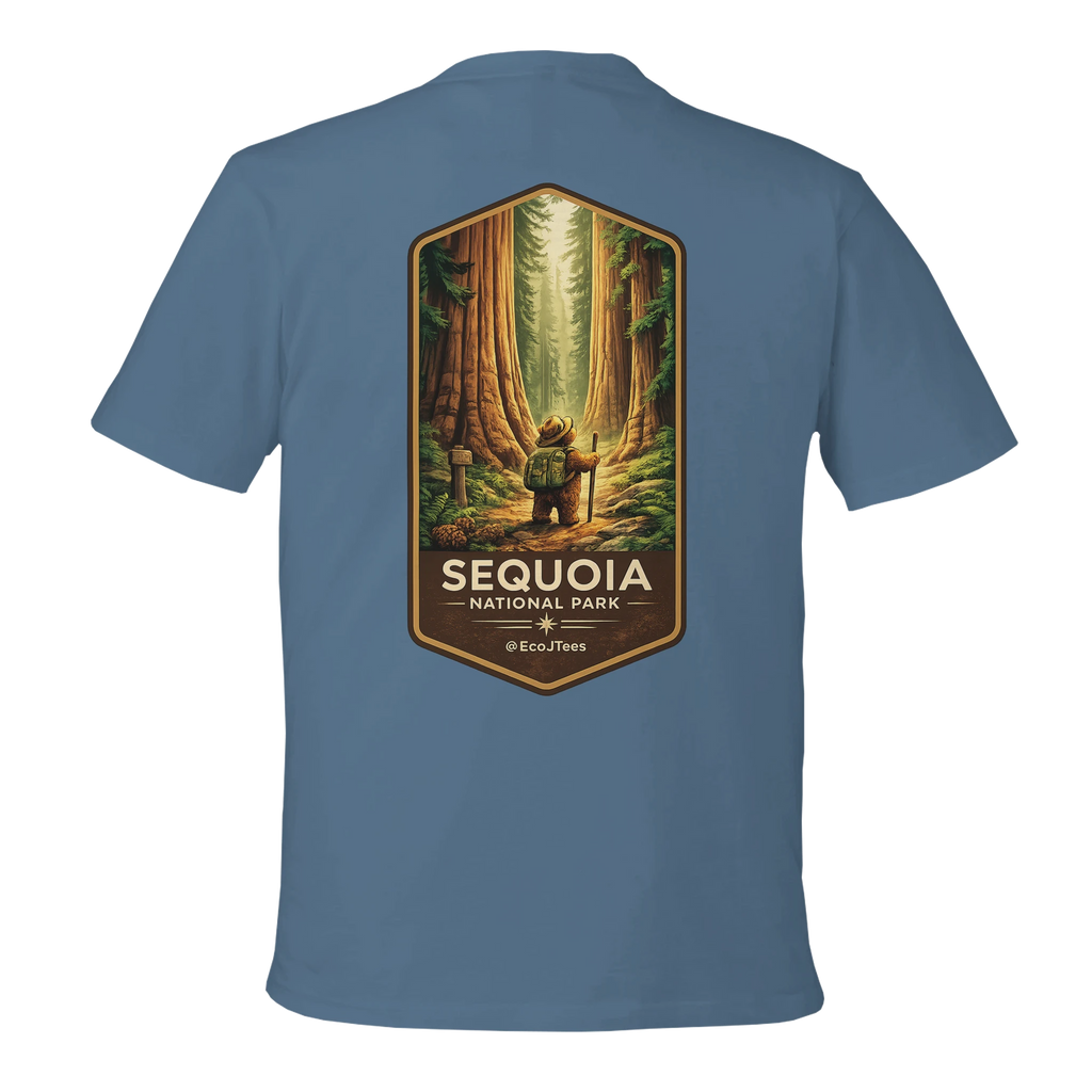 Light Blue eco tee with Sequoia National Park graphic