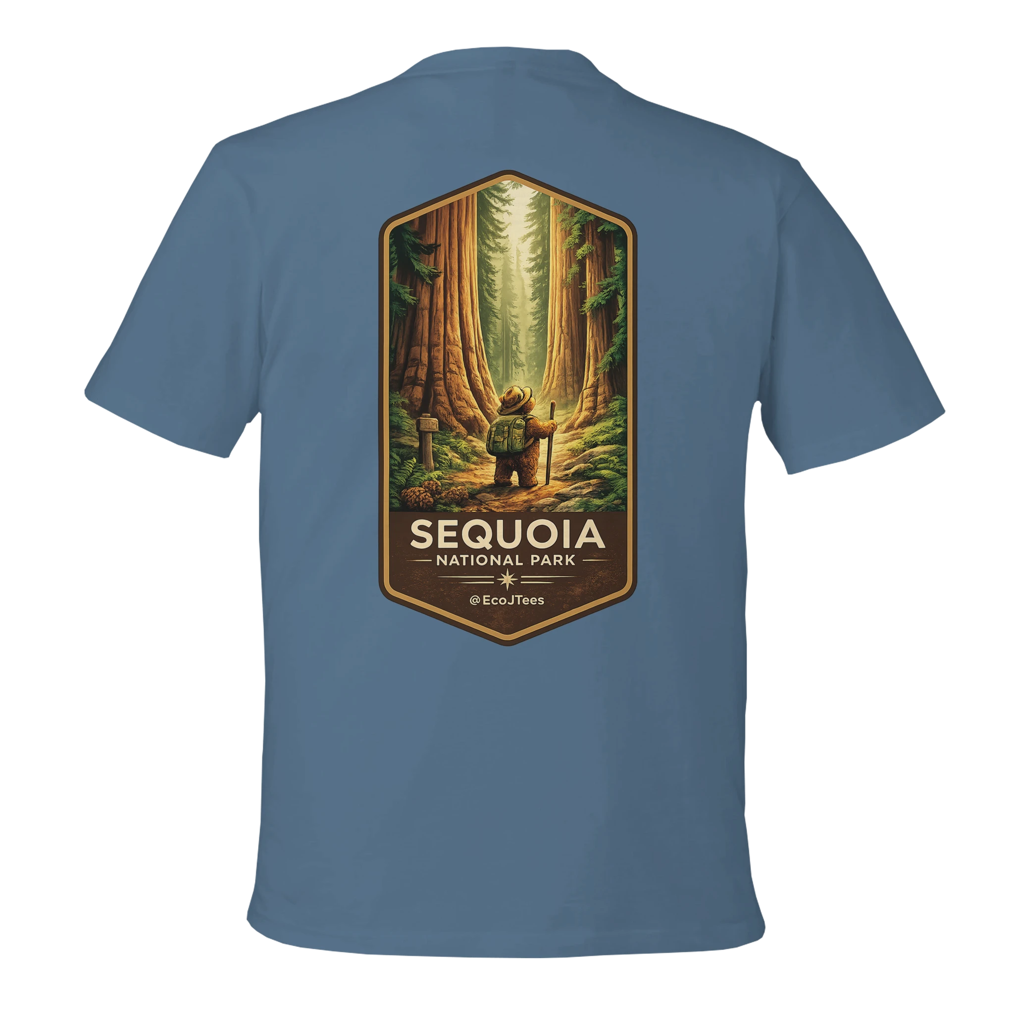 Light Blue eco tee with Sequoia National Park graphic