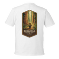 White eco t-shirt with Sequoia National Park graphic on the back