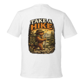 White t-shirt with a bear graphic and 'Take a Hike' text on a white background