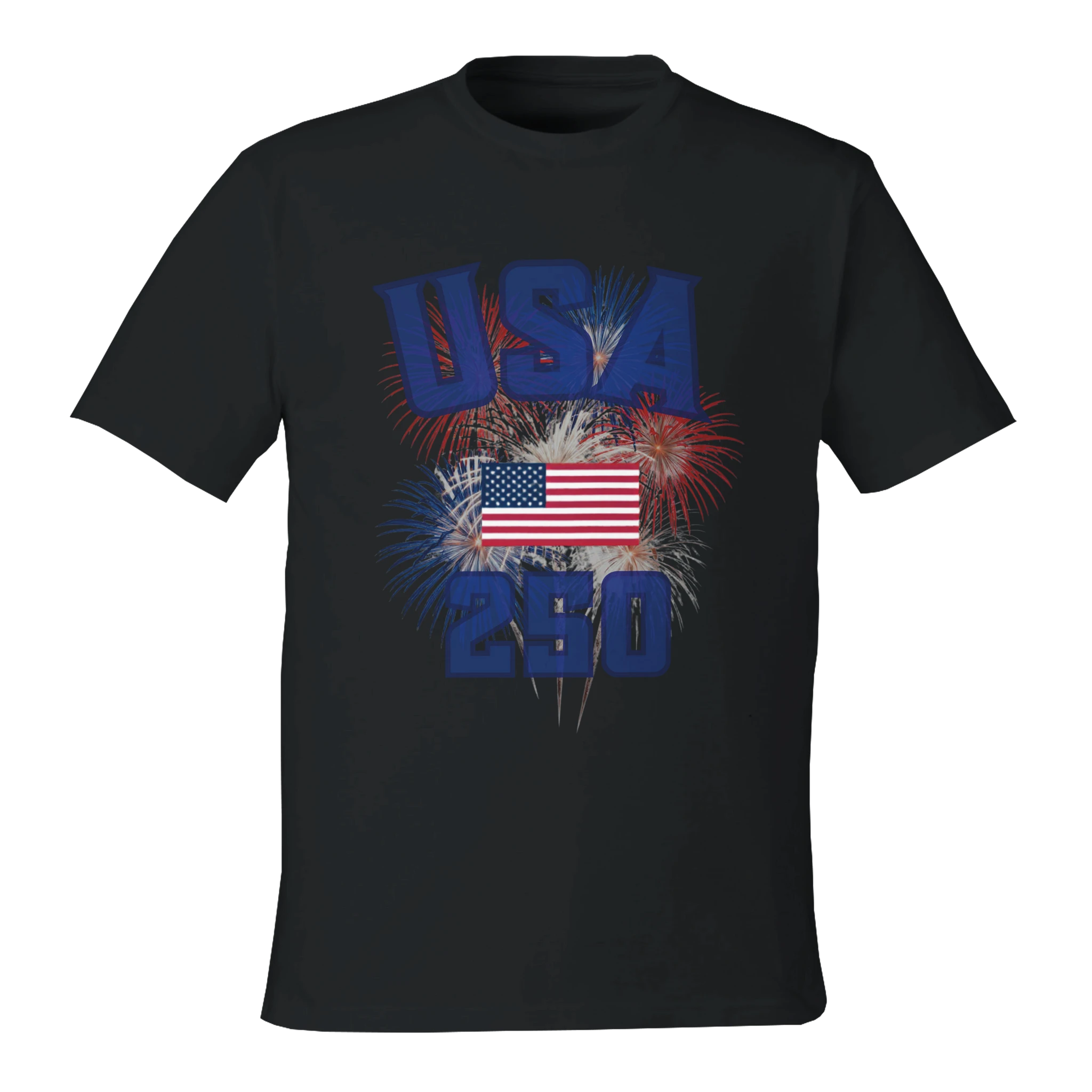 Black t-shirt with USA, American flag, and number 290 design on a white background