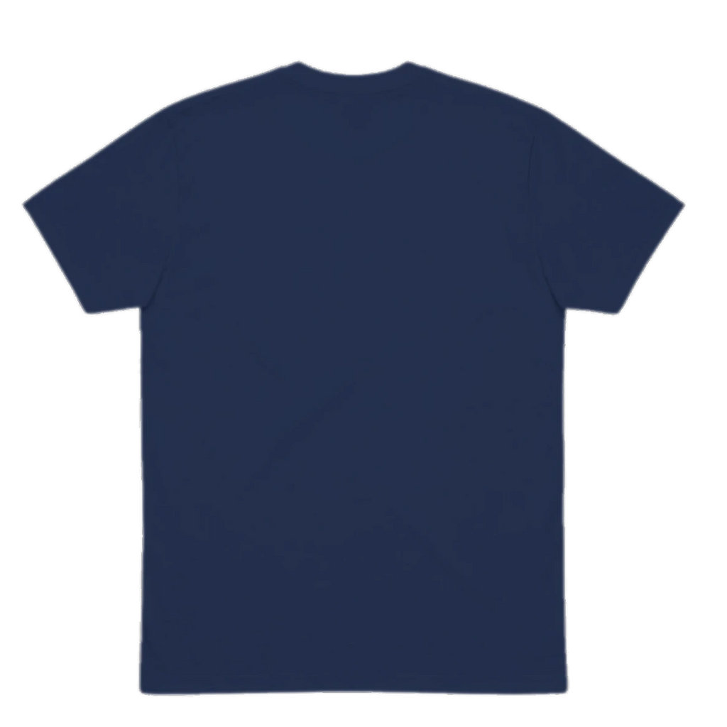 Navy blue t-shirt on a white background