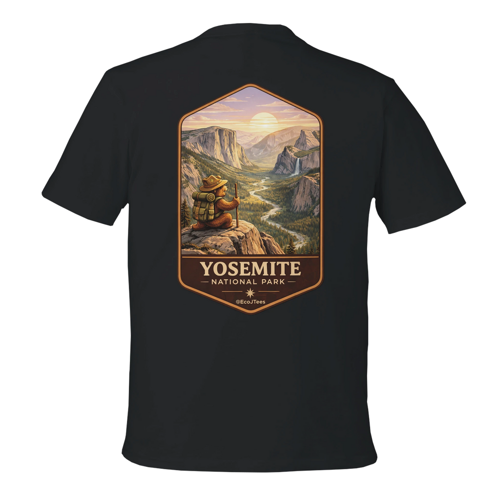 Black t-shirt with Yosemite National Park graphic on the back