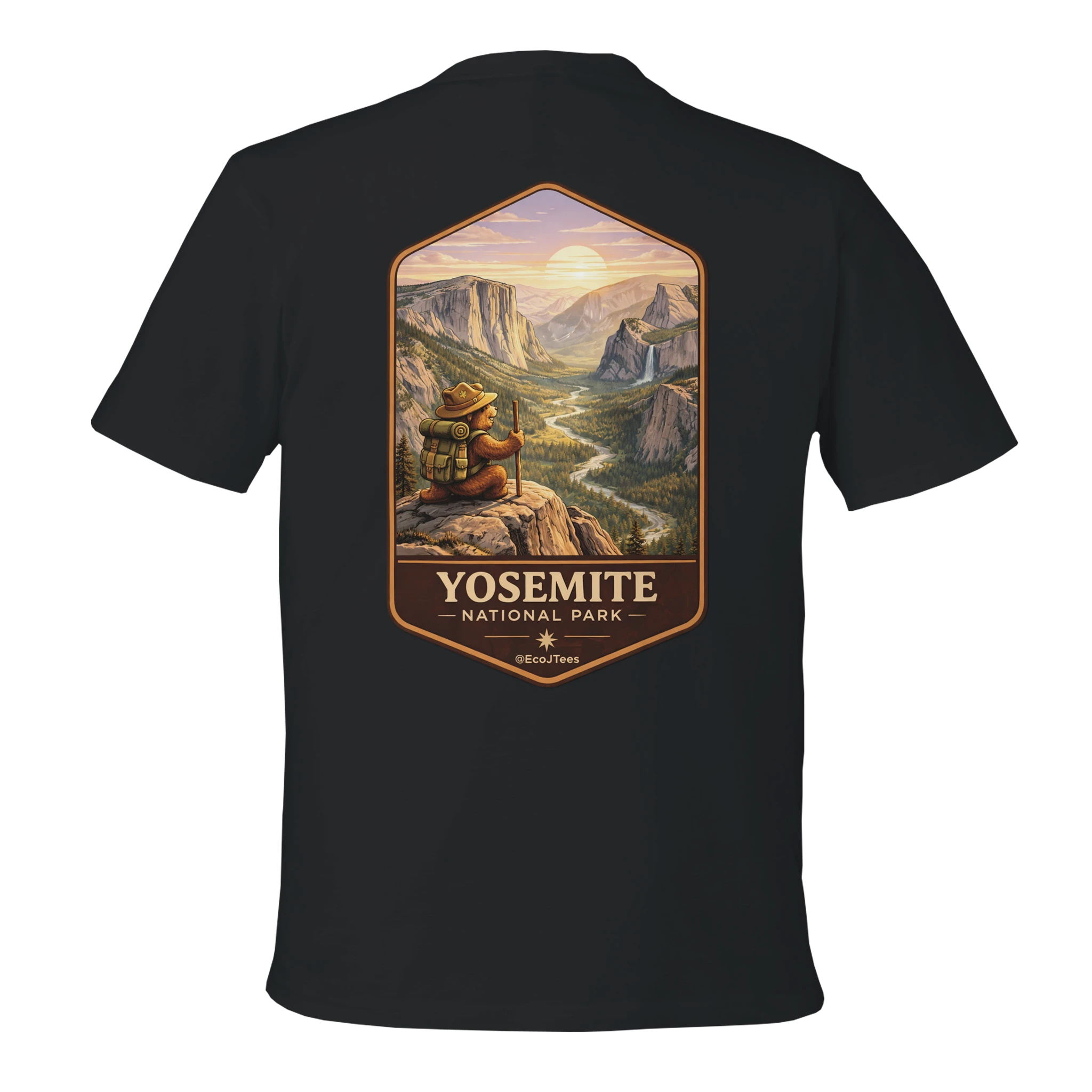 Black t-shirt with Yosemite National Park graphic on the back