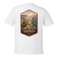 White t-shirt with Yosemite National Park graphic on a white background