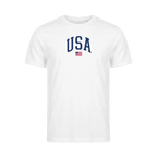 USA Varsity Flag organic cotton t-shirt, back view